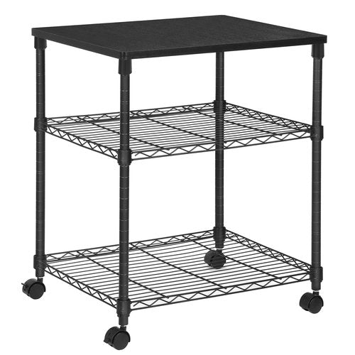 SONGMICS 3 Tier Wide Printer Stand, Printer Table with Wheels, Rolling Printer Cart, Printer Desk with Metal Frame for Home Office, 22 x 18.1 x 26.8 Inches, Black ULGR32BK