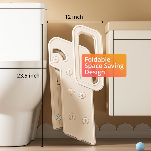 2-in-1 Foldable Toddler Step Stool for Bathroom Sink and Potty Training Ladder — Adjustable, Non-Slip Kitchen Helper Stool for Kids with Secure Handrails — Easy-to-Clean Plastic Toddler Standing Tower