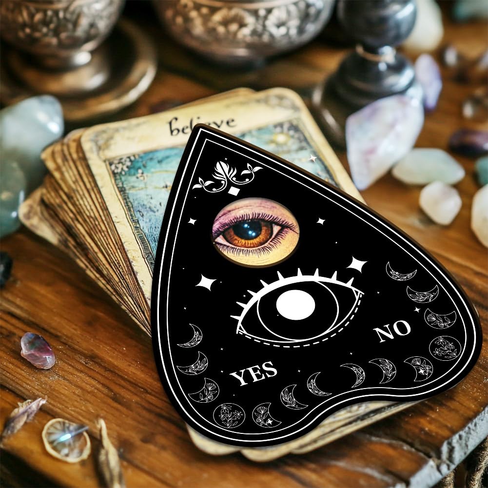 WEBEEDY Cat Spirit Board with Planchette, Third Eye Cat Wood Divination Board Sun and Moon Pendulum Boards Metaphysical Message Talking Boards Decision Maker Pendulum Gift for Christmas Halloween