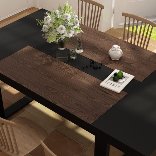 ECACAD 7FT Conference Table - Modern Rectangular Meeting Table for 6-8 People | Black & Deep Brown (86.8”L x 47.2”W x 29.4”H)