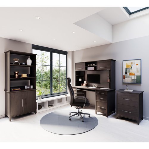 Realspace® Koru 60"W Hutch For Koru L-Shaped Or Straight Computer Desks, Espresso Oak