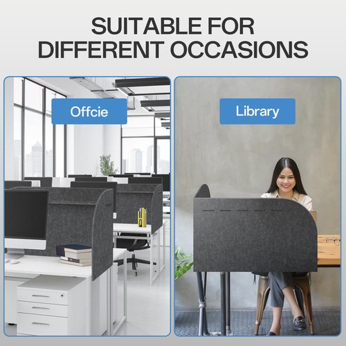 Keemute Multi-Functional Soundproof Desktop Privacy Screen, 39.4" x 19.7" x 23.6" Freestanding Desk Divider with Storage Shelf, Noise Reducing Office Partition for Workspace, Classroom(Dark Grey)