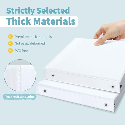 SUNEE White Binders & Sheet Protector Bundle, 12pcs 1 Inch 3 Ring Binders & 600pcs Clear Sheet Protectors, 8.5x11