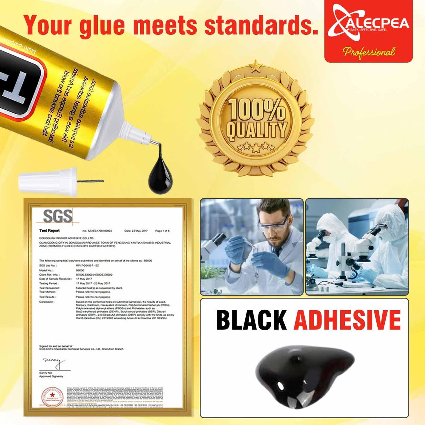 ALECPEA Upgrade T-7000 Black Adhesive Glue - 110ml | High-Performance Waterproof Adhesive for Precision Repairs, Perfect for Phone, Electronics, Jewelry, and Crafts