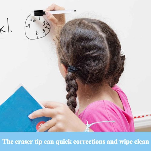 RETON Rewritable Magnetic Dry Wipe White Board Markers Pens With Eraser Cap (600 Pcs, Black)