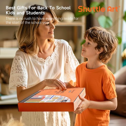 Shuttle Art 102 PCS Back to School Supplies Kit, School Supply Box for Grades K-5, School Supplies for Kids and Students, Including Pencils, Pens, Markers, Erasers, Notebooks, Folders and More
