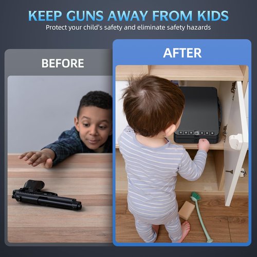 Portable Gun Safe for Handgun, Biometric Handgun Safe - Quick Access Fingerprint & Keypad Lock for Home/Car/Travel | USB Rechargeable | Fits Nightstand Drawer & Bedside