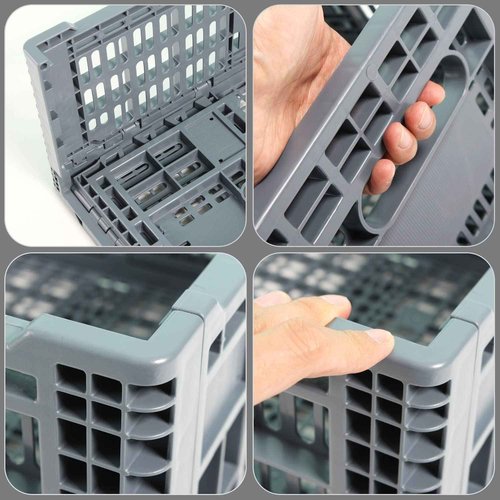 QTJH Collapsible Storage Bin/Containe， Transfer box,crate Transit storage of various items (Gray 23.6" L x 15.7" W x 8.6" H)