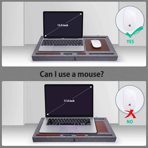 Lap Desk - Fits up to 15.6 inch Laptop Desk, Built in Mouse Pad Portable Lap Stand Lightweight Laptop Table with Phone Holder, Lap Desk Stand for Bed Sofa Home Office, Grey