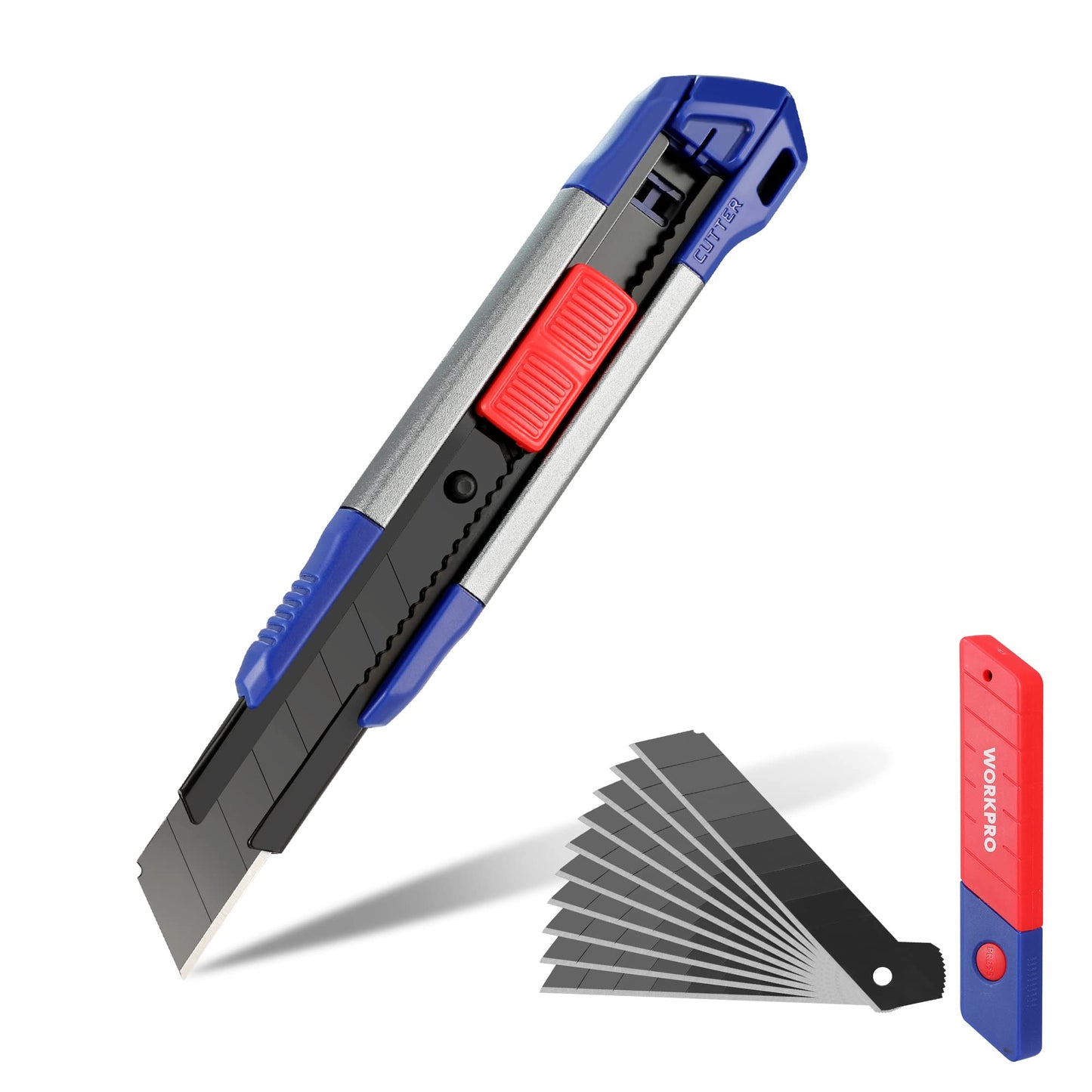 WORKPRO 18mm Retractable Utility Knife with 10-Piece SK5 Blades