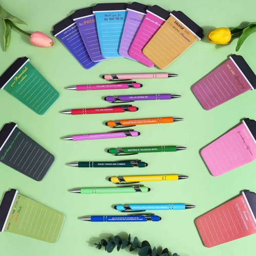 Youdaju 108 Pcs Coffee Cup Notepad Inspirational Sticky Notes with Pen Funny Motivational Sticky Appreciation Sticky Note CNA Week Thank You Graduation Gifts for Teacher Coworker Staff Office School