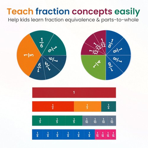 Oyster&Pop 180pcs Magnetic Fraction Tiles - Award-Winning Hands-On Learning for Kids | Includes E-Book Guide