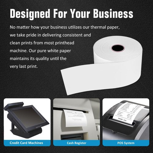 Thermal Paper Rolls 2 5/16 x 400 ft - 12 Rolls BPA Free, Smudge-Proof Cash Register Receipt Paper