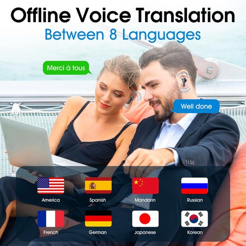 AI Language Translation Earbuds, LCD Touch Screen OWS Real-Time Translator for 144 Languages & Accents Headphones Translator Ideal for Travel Business Learning Translation Device Earphones-John Wick