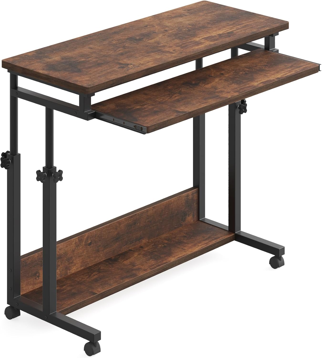 Tribesigns Portable Laptop Desk - Height Adjustable Rolling Computer Cart with Keyboard Tray | Small Size for Home Office