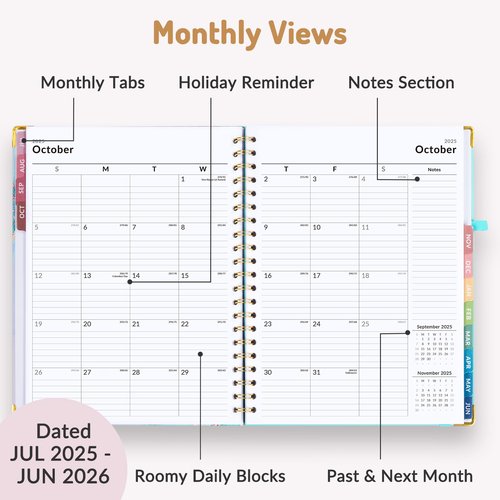 Forvencer Planner 2025-2026 for Women, Academic Year Monthly and Weekly Planner, July 2025 - Jun 2026, 8.5" x 11", Hardcover Student Teacher Planners Agenda Calendar Book with Tabs, Light Green