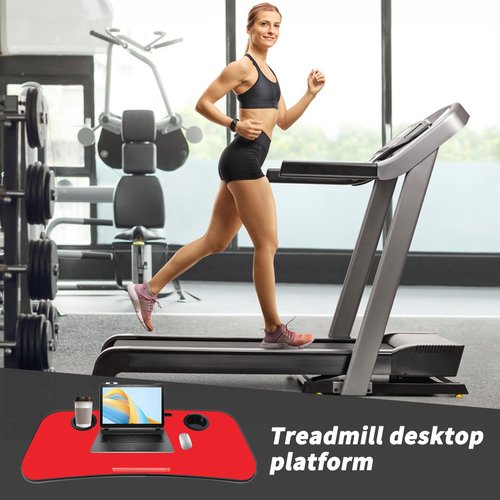 Qsxou Treadmill Desk Attachment 36 Inches Tread Tray Workstation, Laptop Stand Holder for Notebooks, Tablets, Phone,Cup,Ergonomic Platform with Cooling Holes & Edge Protector