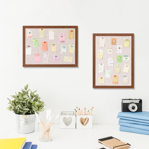 Felt Bulletin Board | Self-Adhesive Corkboard with 35 Push Pins - 15.7'' x 11.8'' for Home & Office Decor (2 Pack)