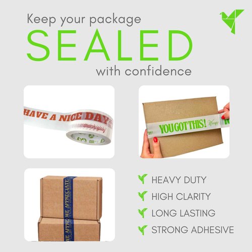 3-Roll Bundle Decorative Printed Packing Shipping Tape for Small Businesses - Have a Nice Day, You Got This, We Appreciate Your Business, Printed Packing Tape for Moving Boxes, 110 Yards (330 FT) Each