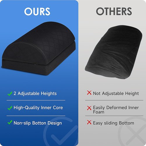 CushZone Foot Rest - Adjustable Foam for Office & Home | Comfortable Relief for Back & Hip Pain (Black)