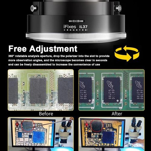 iFixes iL37 Microscope - Polarized Optical System with 96 LED Illuminating Ring Light