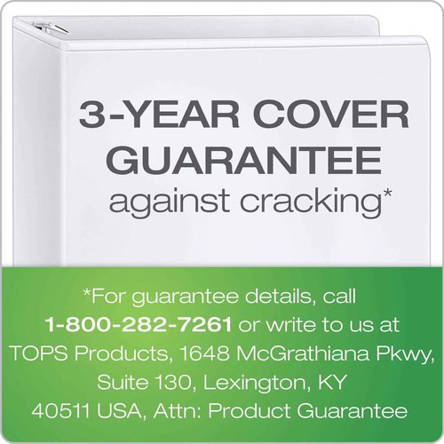 Cardinal 3 Ring Binder, 6 Inch Heavy Duty XtraLife Binder, Locking Slant-D Rings, Crack-Resistant Cover & Spine, ClearVue Covers with Shelf Pull, Holds 1,300 Sheets, White (26366)