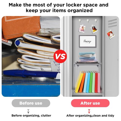 Cumule Grey Locker Organizer Accessories Kit with Locker Shelf, Mirror, Pen, Pen Holder, Whiteboard, Blanket, Round Magnet, Hook for Back to School Essentials and Work Locker Organizers