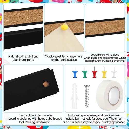 Threehoney 5 Pcs 48'' x 1 Cork Board Strips for Wall Cork Strips Bulletin Bar Strip Bulletin Tack Board Strip Aluminum Trim Brown Cork Strips for Classroom Office Walls Cubicle