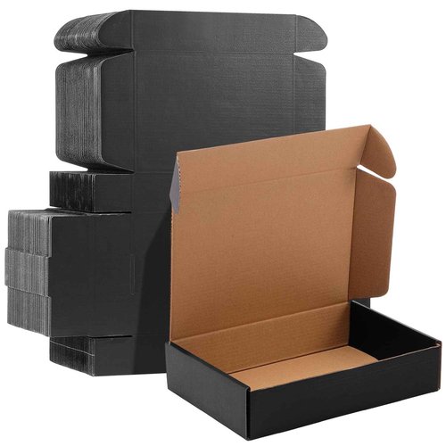 Qilery 100 Pcs Shipping Boxes Cardboard Gift Corrugated Cardboard Boxes Mailer Packaging for Mailing Small Business Present (9 x 6 x 2 Inches,Black)