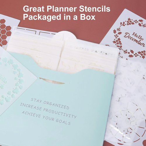 GYGOT 36 PCS Planner Stencils - Plastic Bullet Journal Accessories for A5 Dotted Journals | Ultimate Productivity & Seasonal Themes