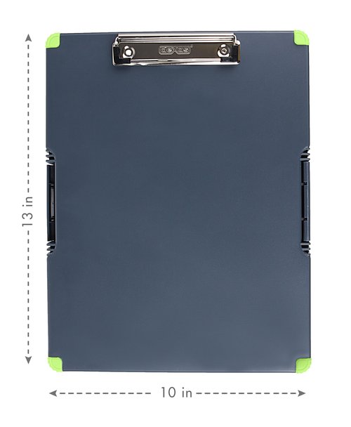 Dexas Duo Clipcase, Double Sided Clipboard Design, Portable Clipboards 13”x10” Gray/Green, Combine Style and Functionality Office Supplies for Nursing, School, Work, Trades, Home Office