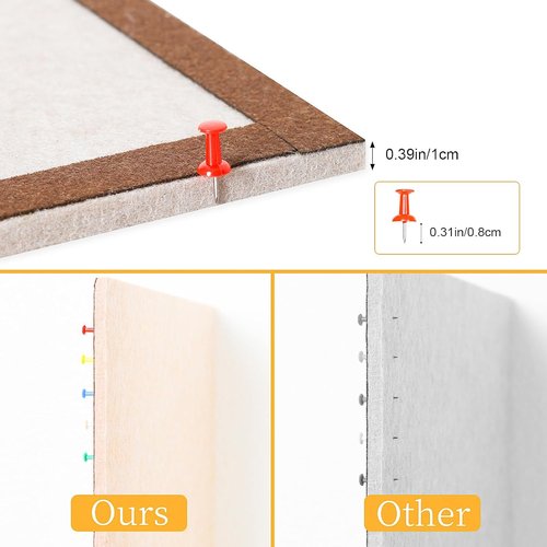 Felt Bulletin Board | Self-Adhesive Corkboard with 35 Push Pins - 15.7'' x 11.8'' for Home & Office Decor (2 Pack)