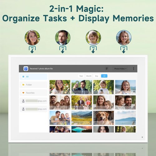 21.5 Inch Smart Digital Calendar – Electronic Chore Chart & Planner with 1920x1080P IPS Touchscreen, Weekly/Monthly Family Organizer for Wall or Desk, White 2025 New Version