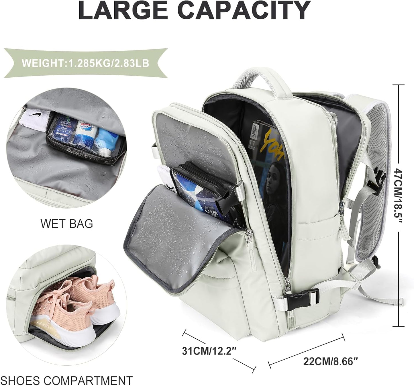 WONHOX Large Travel Backpack - Flight Approved Laptop Bag for Business & Leisure | Unisex Design