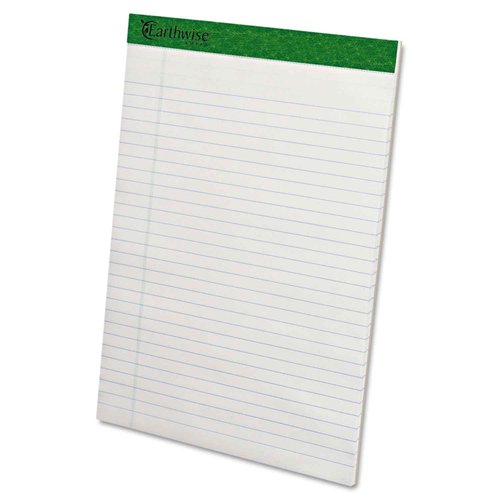 Ampad 100% Recycled Perforated Ruled 50 Sheet 8 1/2 x 11 3/4 Inch White Pads 12 Pack (20-172)