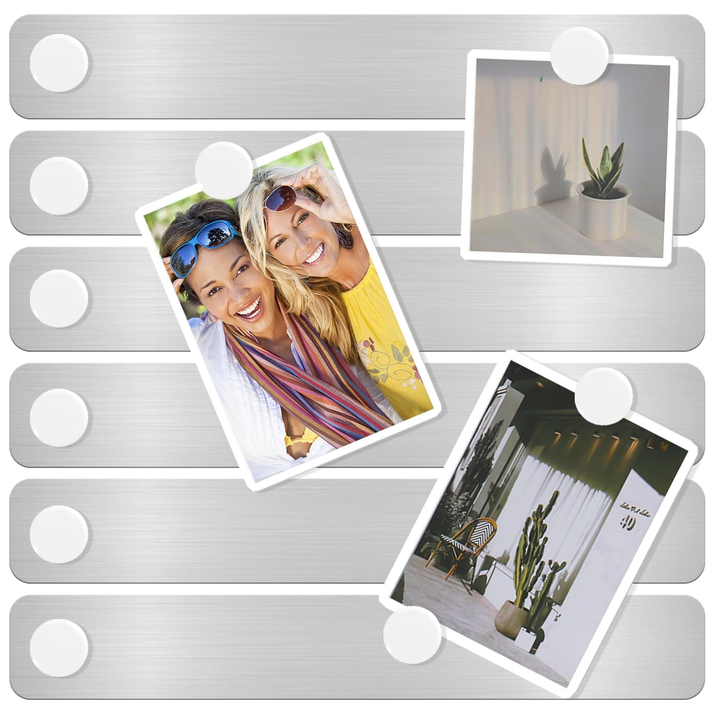 ZDZBLX Magnetic Board 6Pcs, Magnet Bulletin Board Frameless Stainless Steel Iron Board Strips, Adhesive Backing Metal Magnet Boards,Memo Strip for Wall School Office Home Use,Includes 10 White Magnets