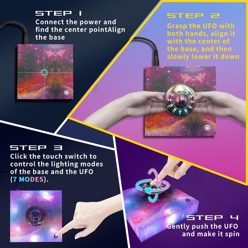 Poojaed Magnetic Levitating UFO Lamp, Floating 360°Rotating RGB Galaxy Light Display, Cool Gadgets Desk Decor for Office Home Esports Room, Amazing Gift for Men Girls and Kids