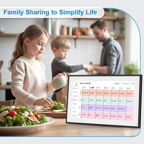 BQQJDD 15.6 Inch Digital Calendar&Chore Chart, 1920 * 1080P Full HD Touchscreen Interactive Display Smart Family Planner, Wall and Desk Mountable, Great for Organizing Your 2025 Calendar