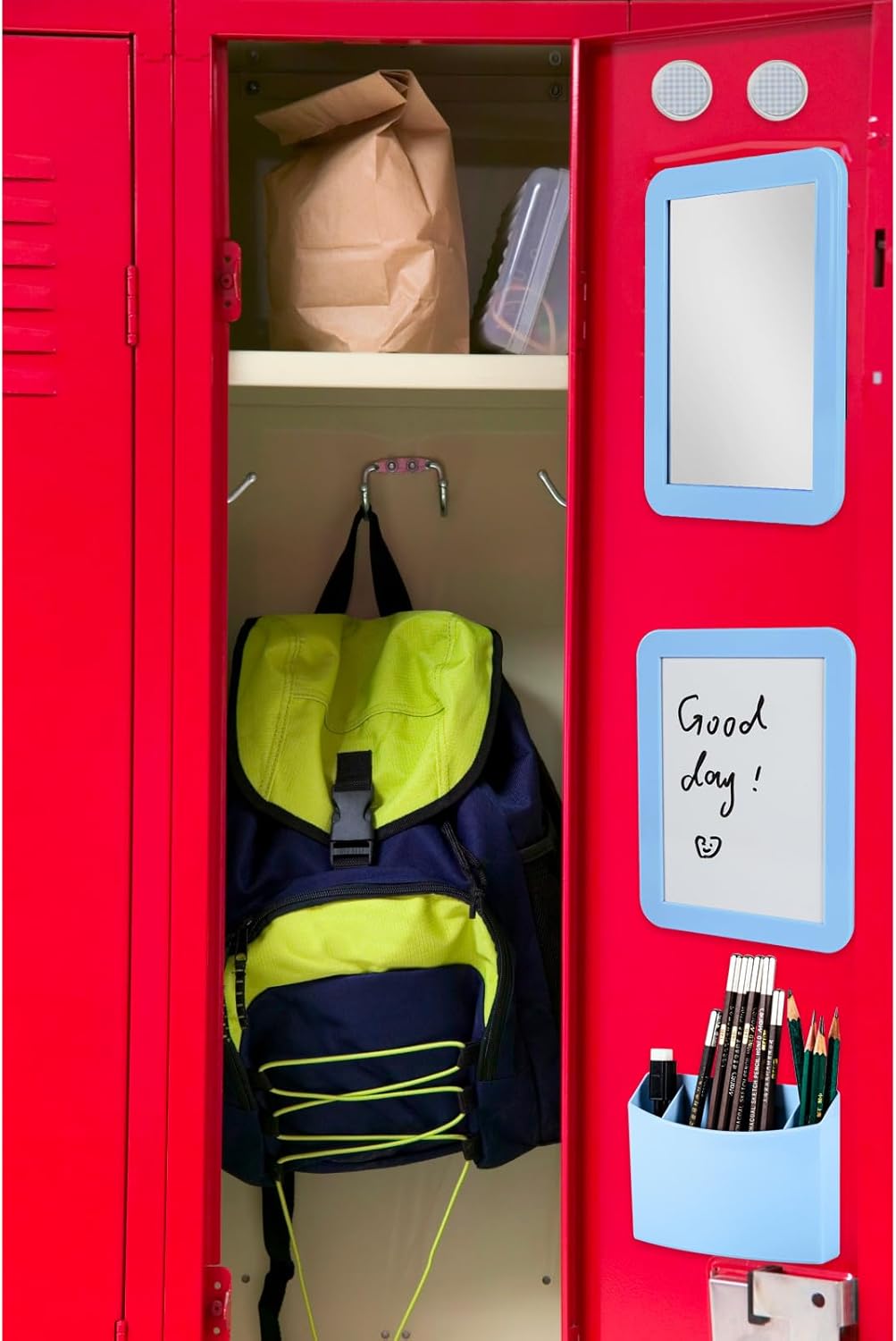 Svartur Blue Locker Accessories for Girls - Whiteboard, Mirror & Pen Holder | Stylish School Decor Essentials