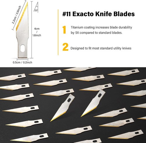 Gomake Exacto Knife Blades - #11 Titanium Coated Replacement Blades for Precision Cutting | 30 Pack