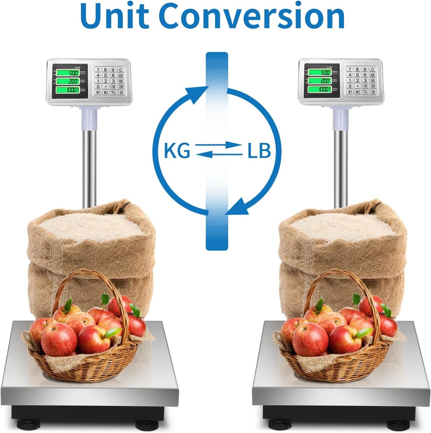 TUFFIOM Digital Platform Scale - 661lbs Capacity, Stainless Steel, High-Definition LCD Display | Perfect for Luggage & Shipping