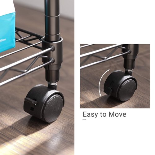 SONGMICS 3 Tier Wide Printer Stand, Printer Table with Wheels, Rolling Printer Cart, Printer Desk with Metal Frame for Home Office, 22 x 18.1 x 26.8 Inches, Black ULGR32BK