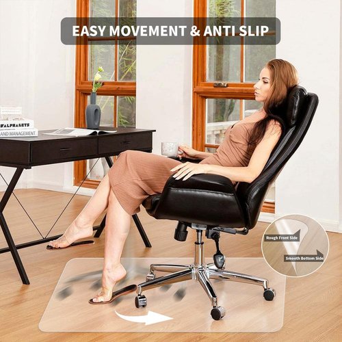 Clear Office Chair Mat for Hardwood Floors, 63" x 51" Extra Large Chair Mat for Hard Wood and Tile Floor, Heavy Duty Floor Protector, Anti-Slip Floor Mat for Rolling Chair,Computer Desk, L Desk