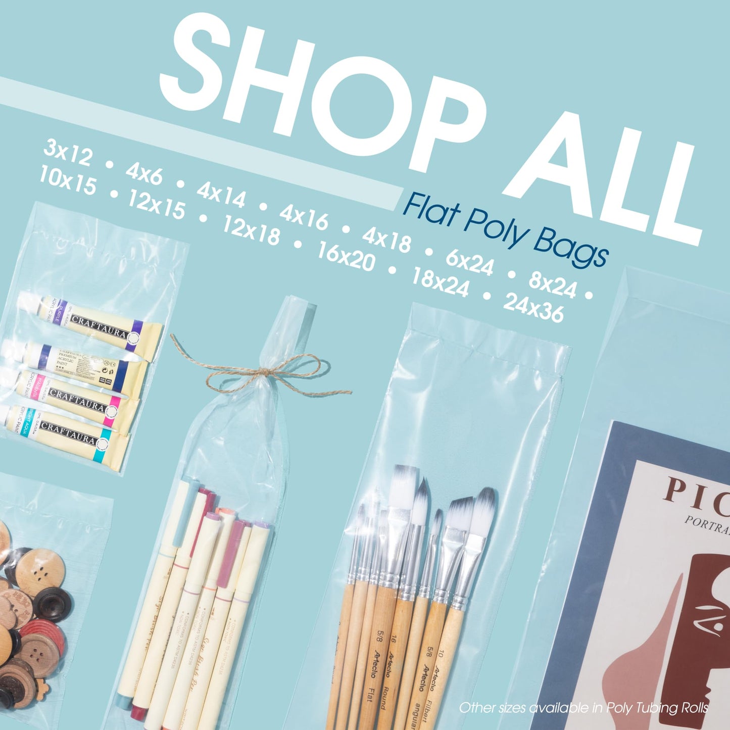 9" X 12" Open-End Flat Clear Poly Bags (1000 Count) - 1.1 Mil Plastic Clear Poly Bags for Clothing, Packaging, Shipping, Storage - No Adhesive Strip - Spartan Industrial