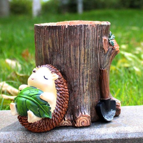 Yunpo Desk Pen Holder Cute Cartoon Little Hedgehog Resin Pen Holder Vase Pencil Pot Desktop Storage Case Office Desk Organizer