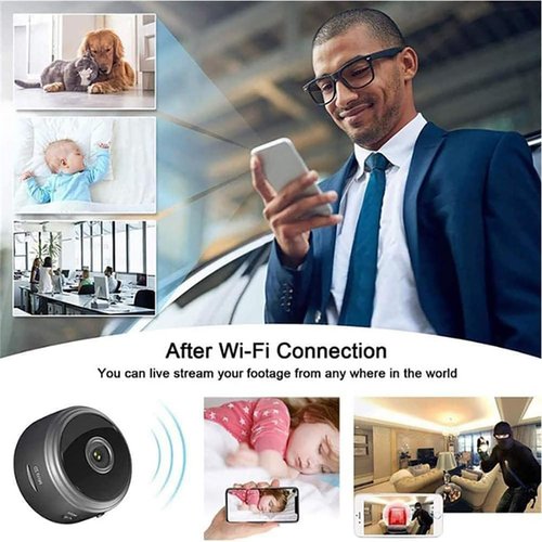 CIKSONT Secret Security Camera, Hidden Camera Wireless, Mini Wire-Free Monitor with Night Vision Function, WiFi Camear Outdoor Wireless 1080p HD (Black, 3)