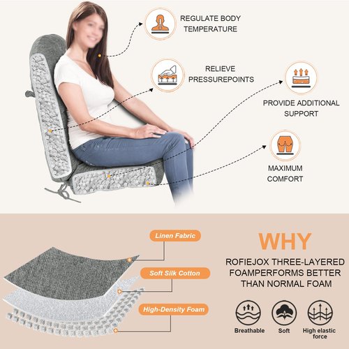 ROFIEJOX Rocking Chair Cushion - Chenille Fabric, High-Density Sponge, Durable Comfort Double-Sided Tufted Seat Pads with Ties, Chenille︱Pearl Light Grey, 44x19x4 inch