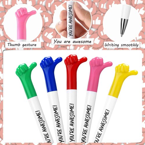 Fumete 100 Pcs You're Awesome Thumbs up Pens Thank You Gifts Inspirational Quotes Fun Employee Appreciation Ballpoint Pen Bulk for Back to School Student Teacher Nurse Coworker