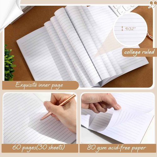 Harloon A5 Composition Notebook Journals 8 x 5.75 in College Ruled Kraft Notebooks with Rainbow Spines Small Lined Composition Book for Office Home(Vivid Color,24 Pcs)
