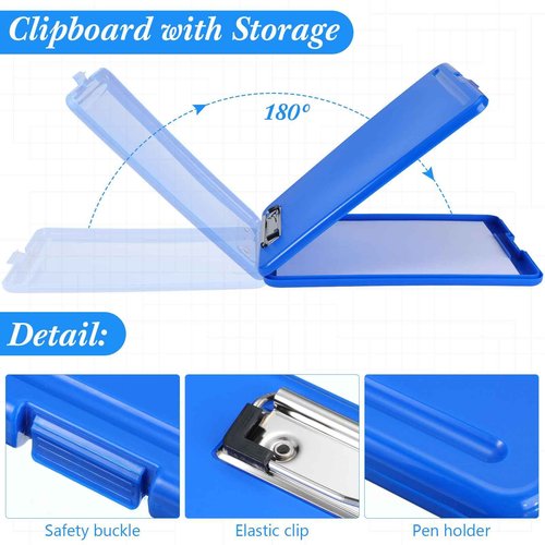 6 Pcs Plastic Clipboard with Storage Neon Color Nursing Clipboard with Pen Holder Multifunctional Clipboard Bulk with Metal Clip for Office School Teachers Students Supplies, 9.5 x 13.4 Inch